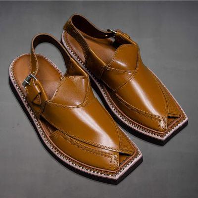 Leather Kaptaan Chappal Tan