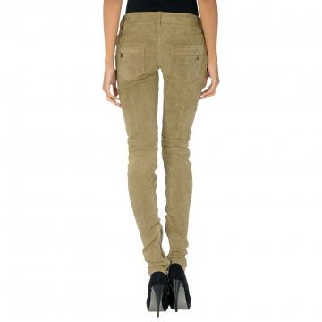 Beige Leather Suede Pants Womens