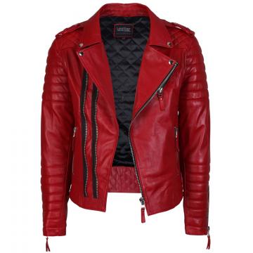 quilted red jacket