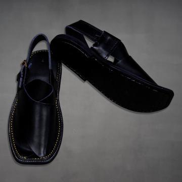 Black Leather Chappal for Mens