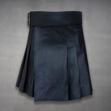 Black Leather Kilt for Men