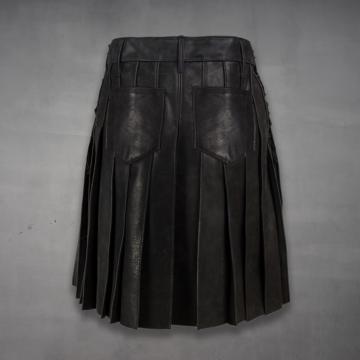 Mens Black Leather Kilt