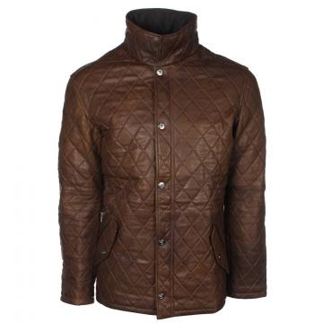 Leather Diamond Jacket Brown
