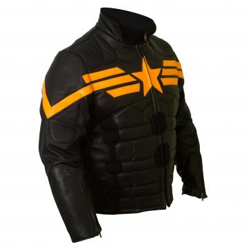 Captain America Motorcycle Jacket Leather Black