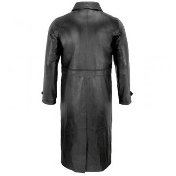 Classic Leather Trench Coat Mens Black