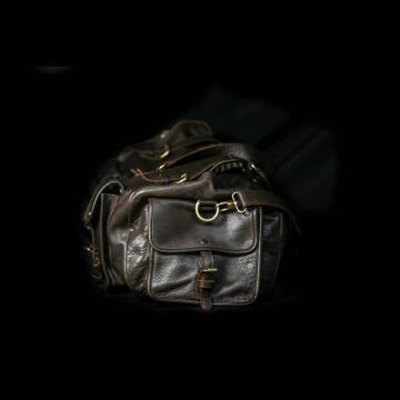 Black Leather Duffle Bag for Men