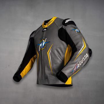 grey leather motorcycle jacket