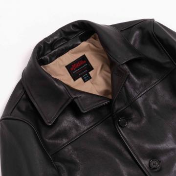 mens black leather car coat