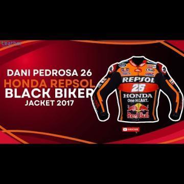 Dani Pedrosa 26 Honda Repsol Black Biker Jacket 2017