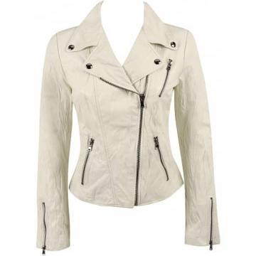 White Leather Jacket for Women