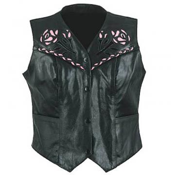 Rose Leather Vest for Ladies