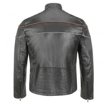 Moto Leather Jacket with Chest Piping