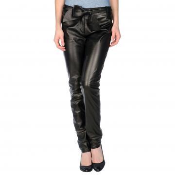 High Waisted Black Leather Pants