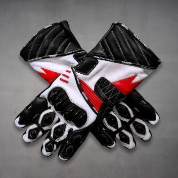 Red Leather Motorcycle Gloves
