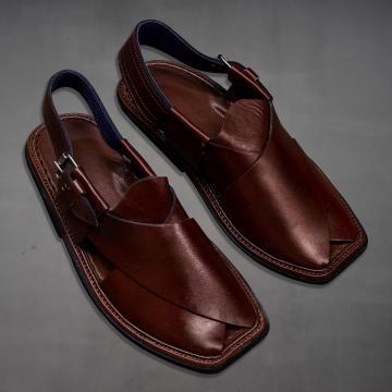 Brown leather chappal