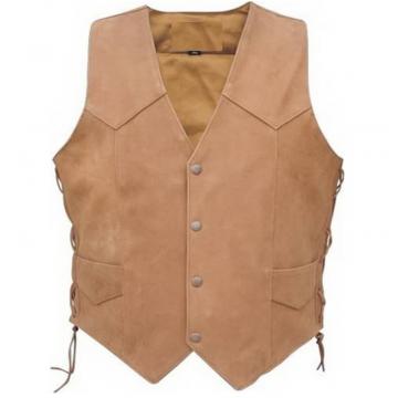 Side Lace Gun Pocket Leather Vest for Men