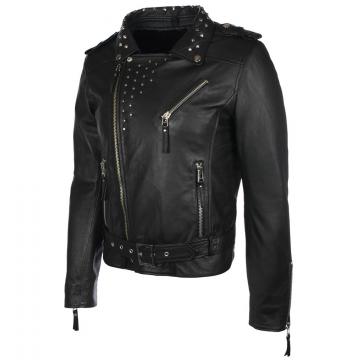 Mens Collar Studded Leather Jacket