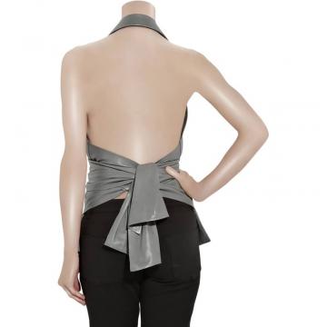Leather Naked Grey Vest for Women with Belt