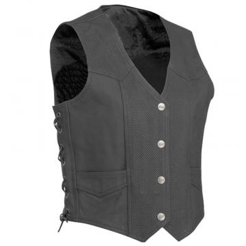 Perforated Leather Motorcycle Summer Vest