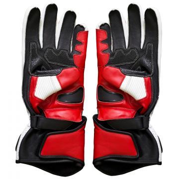 Red and White Gloves Moto Leather