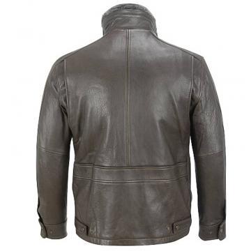 Rugged Leather Jacket with Shearling Collar
