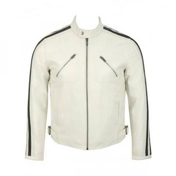 White Leather Jacket for Men