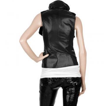 Smart Ladies Leather Vest Black