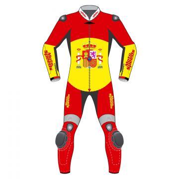 Spain Rounded Flag Riding Leathers Motorcycle