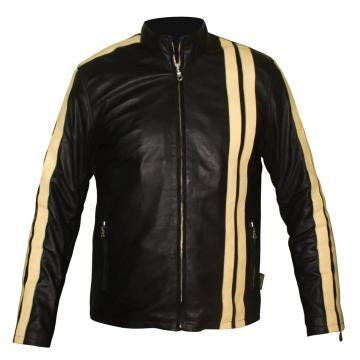 Vertical Stripe Leather Jacket