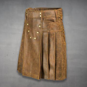Genuine Leather Kilt for Mens