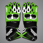 Alex Lowes Black and Green Motorcycle Gloves 2024 upper view