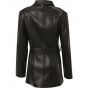 Belted Front Zipper Leather Fashion Coat