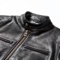Black Cafe Racer Leather Jacket collar