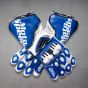 Blue & White Leather Biker Gloves