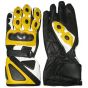 Bravo Yellow Leather Biker Gloves