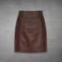 Brown Leather Mini Skirt front view