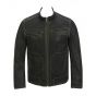 Contrast Stitches Leather Jacket