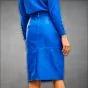 Leather Midi Pencil Skirt Blue back view