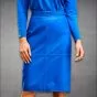 Leather Midi Pencil Skirt Blue front view