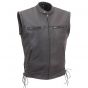 Leather Moto Jacket Men with Zip-Off Sleeves