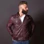 Brown Leather Bomber Jacket