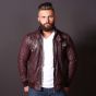 Brown Leather Bomber Jacket