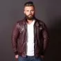 Brown Leather Bomber Jacket