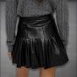 Mini Pleated Leather Skirt back view