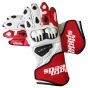 Red & White Leather Moto Gloves    2015