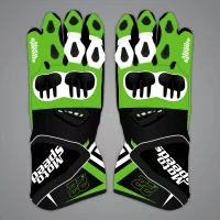 Alex Lowes Black and Green Motorcycle Gloves 2024 upper view