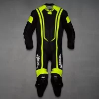 Alpha Neon Leather Motorbike Suit front view