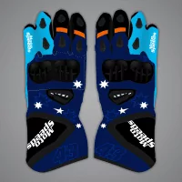 Blue Biker Gloves