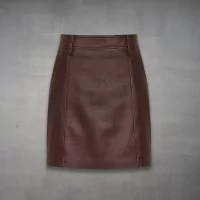 Brown Leather Mini Skirt front view