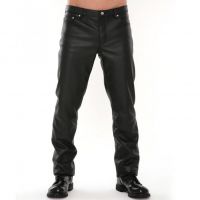 Classic Leather Jeans Black front view